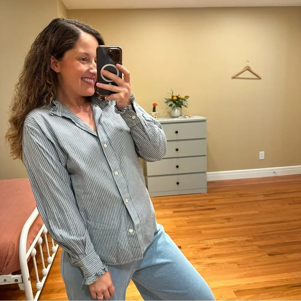 Isabel Marant Etoile Blue White Striped Blouse Top Small